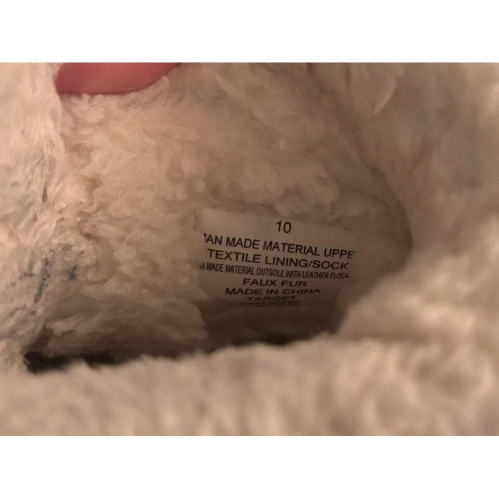 Cat & Jack Girls Pink Black Faux Fur Lined Winter Snow Duck Boots Size 10